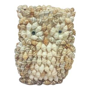 Vintage 70s Owl Figurine Mid-Century Modern Wise Owl Sea Shell Mosaic